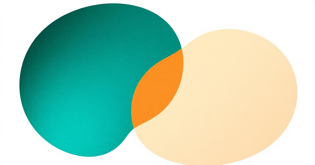 Formas geométricas sobrepostas em verde-azulado e areia